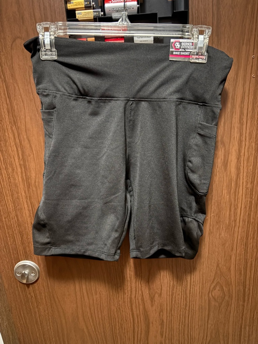 Series 8 Fitness Black Bike Shorts w/ Side Pockets Size M High Waist Activewear